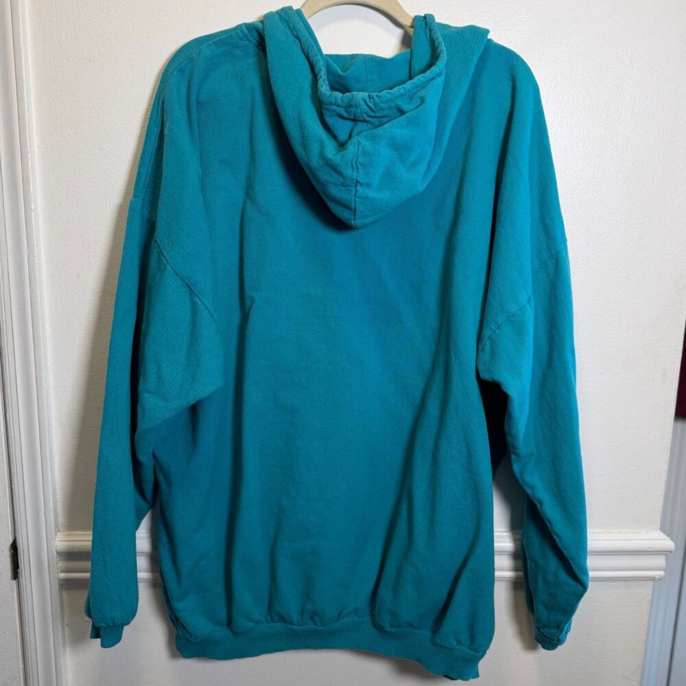 Vintage Crazy Shirts Hawaii San Diego Hoodie Teal Embroidered USA Made 90s XL - Picture 2 of 8